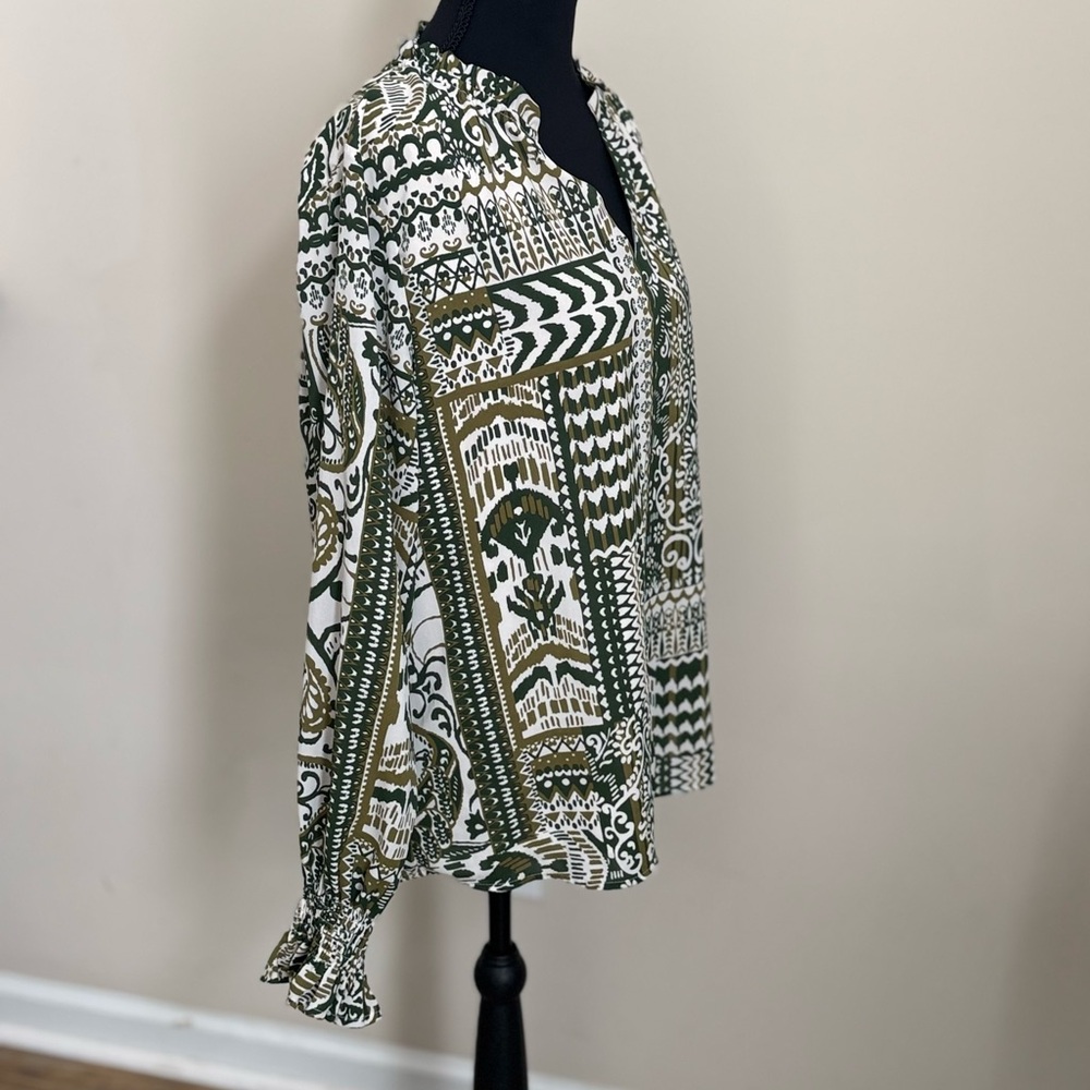 Green and White Patterned Women's Tunic